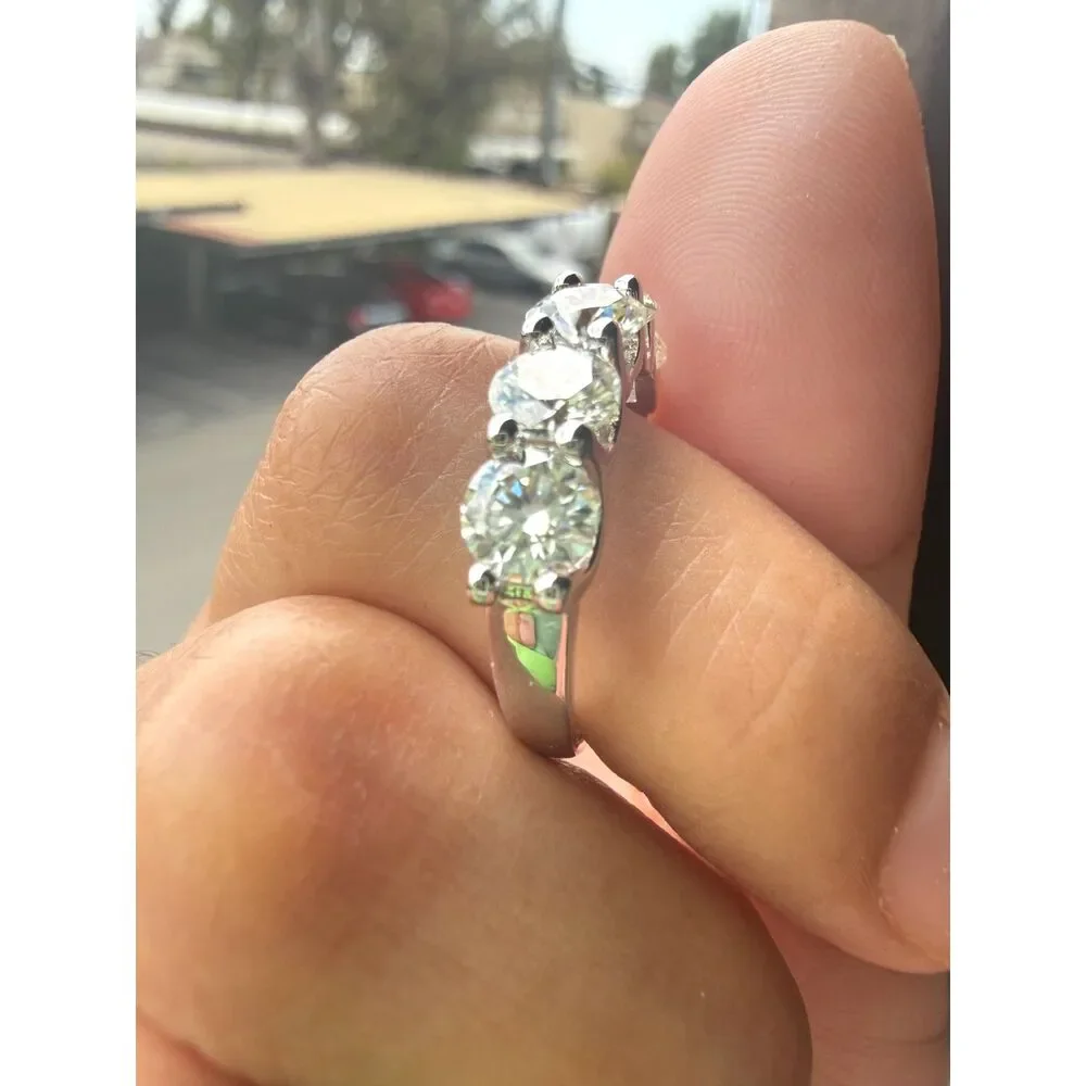2.5 CT Moissanite 5-Stone Ring Size 6 - D Color - GRA Report